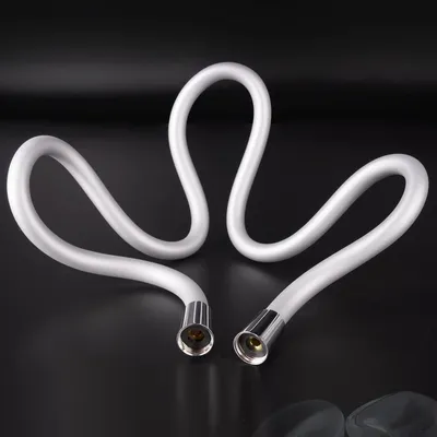 Image de Tuyau de douche de 1 mètre avec protection anti-torsion, en silicone souple, flexible, de couleur argentée
