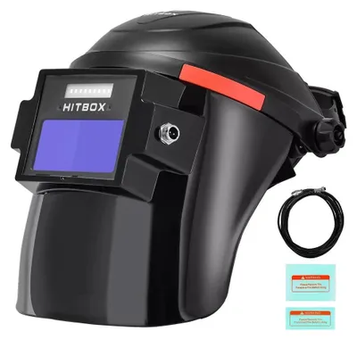 Produktbild von Schweißhelm - HB888 - Automatische Abdunkelung - DIN 9–13 Einstellbar - UV/IR-Schutz DIN16 - Sichtfeld 93×43 mm - Solar- & Batteriebetrieb, Vom Maschinenkabel - Beige