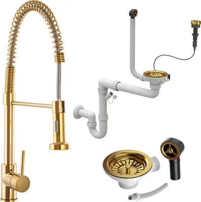 Produktbild von Goldspirale Küchenarmatur + Gold Auto Siphon