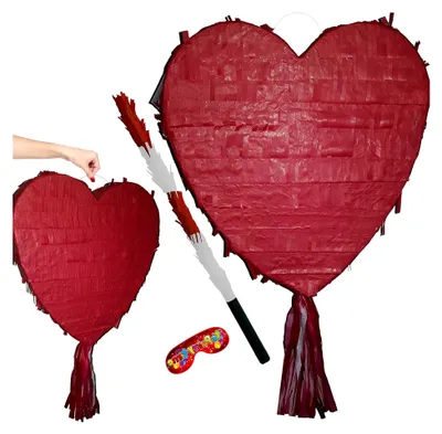 Produktbild von Rote Herz-Piñata für Hochzeit, Verlobung, Geburtstagsfeier