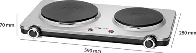 Image de Clatronic DKP 3668 E Noir. Plaque scellée de comptoir en acier inoxydable, 2 zones.