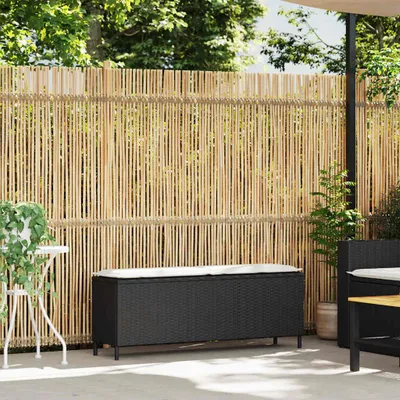 Obrázok produktu pre vidaXL Záhradná lavica s vankúšmi čierna 110x30x40,5 cm Poly ratan