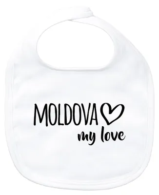 Produktbild von Huuraa Baby Lätzchen Moldova my love White Klettverschluss  Baumwolle Latz Geschenkidee