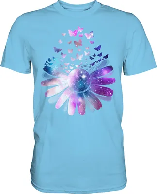 Produktbild von Frauen Galaxie Schmetterling T-Shirt – Sky Blue / XXL