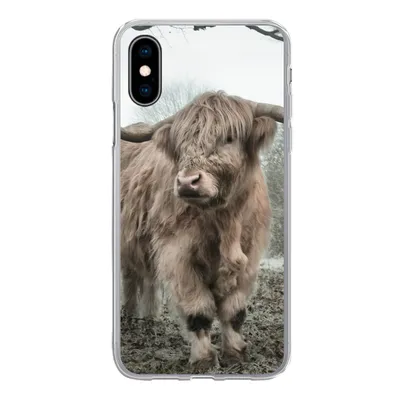 Produktbild von MuchoWow® Handyhülle Schutzhülle Hülle für iPhone X Schottische Highlander - Natur - Herbst - Tiere - Wildtiere - Wald Silikon Softcase Handy Hülle - Handyhülle