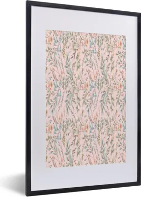 Produktbild von MuchoWow® MuchoWow® Gerahmtes Poster Blumen - Pastell - Collage 40x60 cm - Poster mit zchwarzem Bilderrahmen - Poster in Rahmen