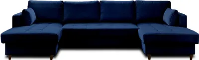 Produktbild von Lisa Design Anna, Wohnlandschaft U-Form, 7-Sitzer, mit Schlaffunktion und Bettkasten, aus Samt , Nachtblau