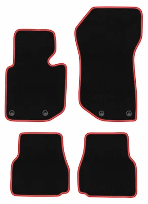 Obrázek produktu pro Velurové autokoberce pro: BMW 3 E36 1993-2001 (kabriolet) – sada 4 ks, černo-červené, na míru – Wielganizator CARLUX