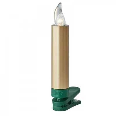 A single LED candle light with a clip base.