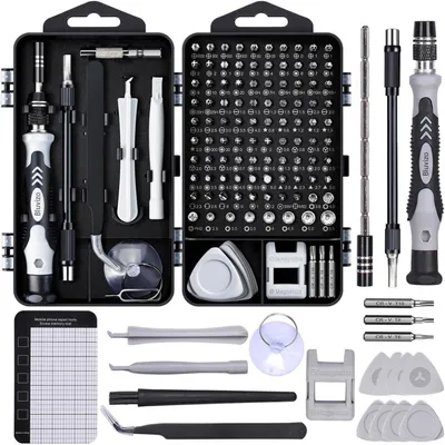 Produktbild von Werkzeug Set 122 in 1 Mini Schraubendreher Computer Reparatur mit 101 Bits für Handy PC Laptop Tablet PS5 Brillen Xbox Spielzeug Uhren Kamera Grau