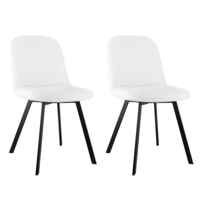 Immagine prodotto di Sedia da pranzo AIORBER, set di 2, tessuto teddy, sedia imbottita con schienale, robusta e durevole, per sala da pranzo, soggiorno, 44 x 41 x 84 cm, bianco