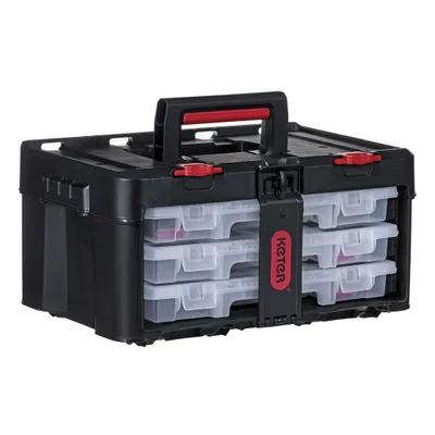 Immagine prodotto di Cassetta degli attrezzi KETER Stack'N'Roll (17210831/253380) con 3 organizer Nero