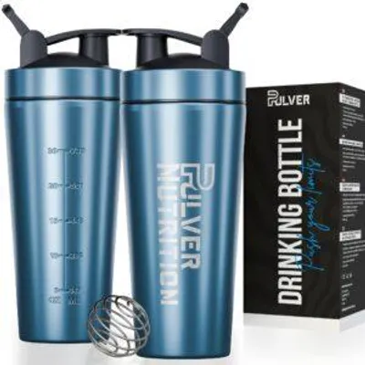 Produktbild von Pulver® 1000ml protein Shaker Edelstahl - Auslaufsicher & BPA-Frei shaker für Protein-Shakes&Trinkzweck|Blauw shaker bottle für Fitness&Fitnessstudio