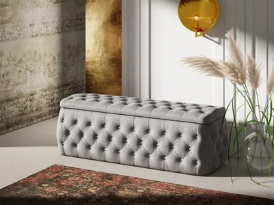Produktbild von Polsterhocker mit Stauraum Betthocker SEVRA 160x50x45 cm Elisa Velvet Hellgrau