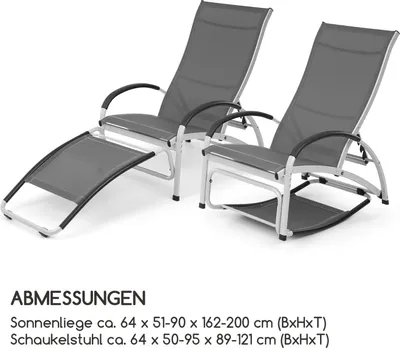 Produktbild von Beverly Wood Sonnenliege Schaukelstuhl Aluminium schwarz, Farbe:Grau