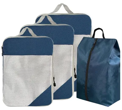 Immagine prodotto di Set di 4 sacchetti compressori per valigie, ideali per organizzare vestiti e accessori