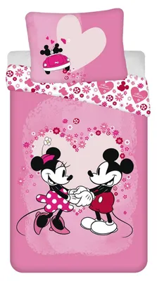Produktbild von Kinder-Mikrofaserbettwäsche MICKEY UND MINNIE LOVE, rosa Bettwäsche-Dimension: 70 x 90 cm | 140 x 200 cm