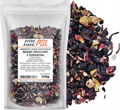 Zdjęcie produktu dla HERBATA OWOCOWA NAPAR Żurawina 100g Naturalna suszona herbatka Kol-Pol