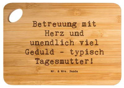 Produktbild von Mr. & Mrs. Panda Schneidebrett Spruch Tagesmutter Liebe - Transparent - Geschenk, holzschneidebrett, Geschenke für Berufstätige, liebevolle Betreuung, Frühstücksbrett