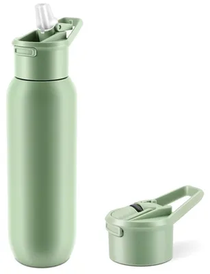 Imagen del producto de Botella térmica de acero inoxidable, 600 ml, con boquilla de silicona, ideal para deportes