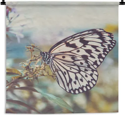Produktbild von MuchoWow® Wandteppich Wandbehang Schmetterling - Blumen - Frühling 60x60 cm Tapisserie Dekoration Wandtuch - Dekorationen - Wand Decke