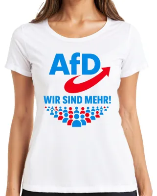 Obrázek produktu pro Tričko s nápisem "AfD Wir Sind Mehr Patriotismus Deutschland", bílé, velikost M. (Sarkastický výrok.)