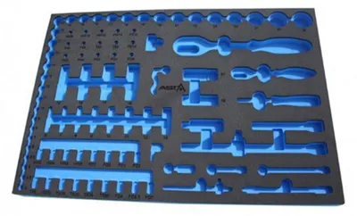 Obrázok produktu pre Penová výplň - vložka do zásuvky na 92ks: račňa, hlavice, bity, nadstavce 54 × 39,5 × 3cm