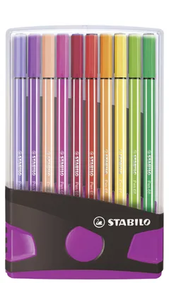 Produktbild von Premium-Filzstift - STABILO Pen 68 Colorparade - 20er Tischset in anthrazit/pink - mit 20 verschiedenen Farben