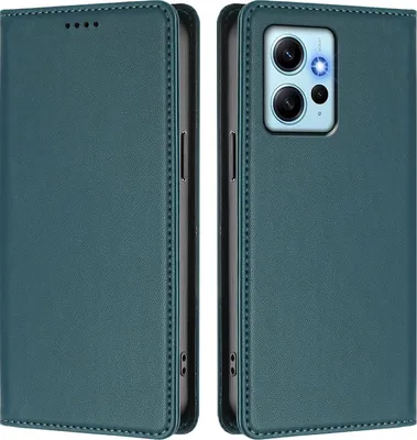 Produktbild von Handyhülle für Xiaomi Redmi Note 12 4G, Kunstleder Klapphülle Stoßfeste Magnetische Hülle mit Ständer Grün