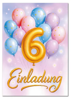 Produktbild von 12 Einladungskarten für den 6. Kindergeburtstag