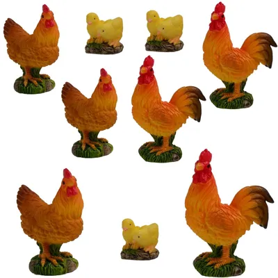 Produktbild von 9 Stück Miniatur-Hühnchenfiguren für Gartenaccessoires