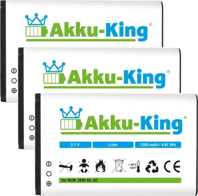 Produktbild von 3x Akku kompatibel mit AVM A051 - Li-Ion 1300mAh - für Fritz!Fon C6 X6 / Telekom A051 / 312BAT030