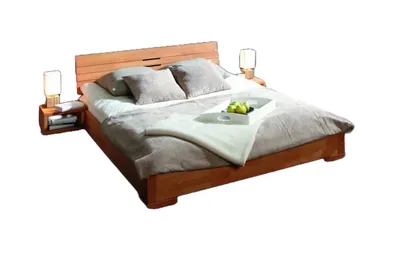 Produktbild von Bett Bento 10 Sonderlänge 90x210 Kernbuche massiv Holzkopfteil und Holzbeine