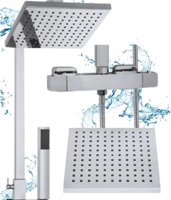 Obrázek produktu pro Granitan | Sprchový set Cube - Chrom - Moderní design - Termostat - Pohodlné ovládání teploty