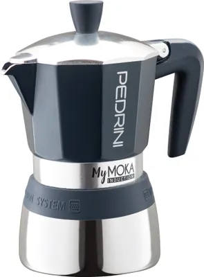 Obrázek produktu pro Pedrini MyMoka induction, Moka konvička, Hnědá, Nerezová ocel, Hliník, Silikon, Nerezová ocel, 6 hrnků, MyMoka induction, 1 kusů
