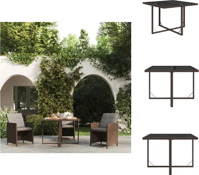 Immagine prodotto di vidaXL Tavolo da giardino marrone 109x107x74 cm in poly rattan e vetro - Tavoli da giardino
