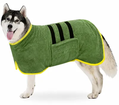 Produktbild von BASVII Hundebademantel aus Mikrofaser, Extra Saugfähig & Schnell Trocknend – Gelbrandgrün-XXL