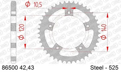 Produktbild von AFAM Kettenrad 86500-42 Hinten für TRIUMPH MOTORCYCLES BONNEVILLE Stahl