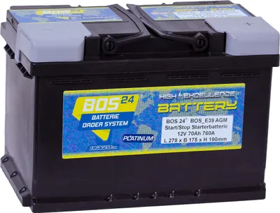 Produktbild von BOS24® Optimum Performance PLATINUM BOS_A7 AGM Start/Stop Starter-/Versorgerbatterie 12 V 70 Ah 760A (EN)
