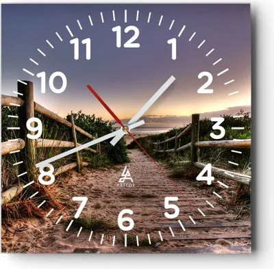 Produktbild von Wanduhr - Quadrat - Glasuhr - Pfad Landschaft Himmel - 30x30cm - Schleichendes Uhrwerk - Lautlos - zum Aufhängen bereit - Dekoration Modern - Wanddekoration aus Glas - C4AC30x30-0143