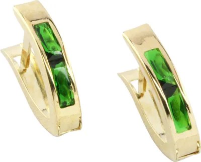 Produktbild von Damen Klappcreolen echt Gold 333 (8 kt) mit grünen Zirkonia