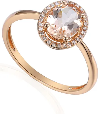 Produktbild von 585er Rotgold Damenring mit Morganit 0,88ct. und Diamanten 0,06ct. Gr. 54