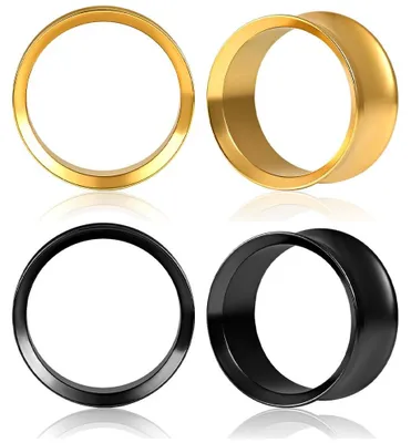 Image de Tunnels d'oreille en acier inoxydable - Lot de 2 paires pour piercing