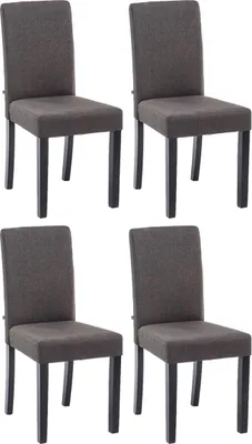 Produktbild von TPFLiving 4er Set Esszimmerstuhl Ines Stoff Gestell Holz schwarz dunkelgrau