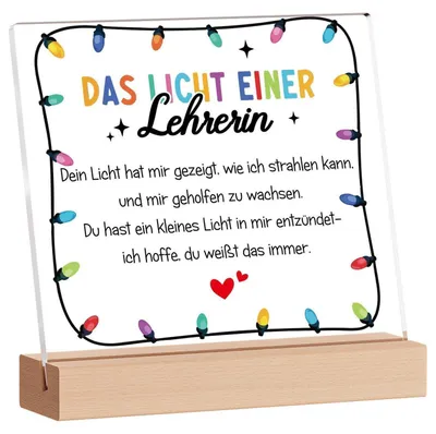 Immagine prodotto di Decorazione a forma di cuore in acrilico, regalo per insegnante, per un addio, per ringraziare un'insegnante, regalo di compleanno per un'insegnante