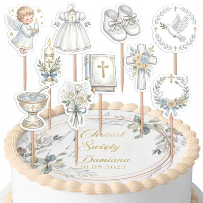 Produktbild von Tortenstecker Kuchendeko Set - Taufe Kommunion 10 Stück