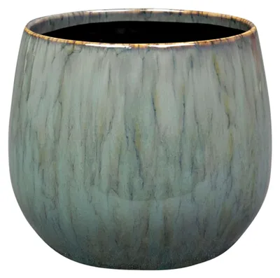 Produktbild von Keramik Blumentopf 15,5 cm Blau für Innen, Moderner Übertopf, Blumen Übertopf, Pflanzkübel, Keramik Pflanzgefäß
