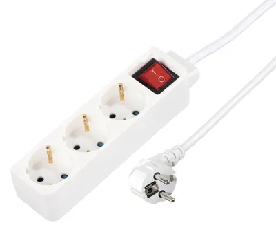 Produktbild von HAMA Verteiler 3 Steckdosen, 1,4m, weiß mit Ein/Aus-Schalter.