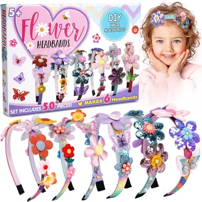 Produktbild von Bastelset für Mädchen 5-12 Jahre, DIY Haarschmuck mit Blumen, kreative Aktivitäten, für Geburtstagsfeiern