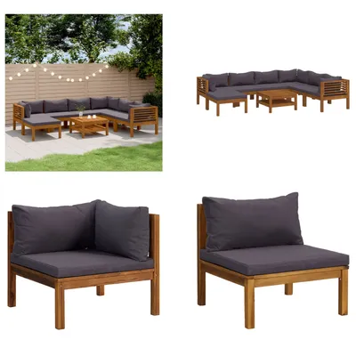 Image de vidaXL Ensemble de salon de jardin 8 pièces avec revêtement en bois massif d'acacia - Ensemble de salon de jardin - Ensemble de salon de jardin - Ensemble de canapé modulaire